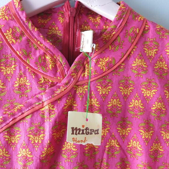 Mitra Pink Lotus Cheongsam Mini Dress M‎ NWT | Asian Inspired Boho Chic - Picture 10 of 10